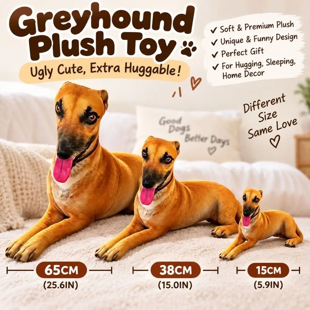New High Quality PP Cotton Filling Greyhound Huggable Short Fabric Dog Soft Long Body Hug Pillow Sleeping Leg Support