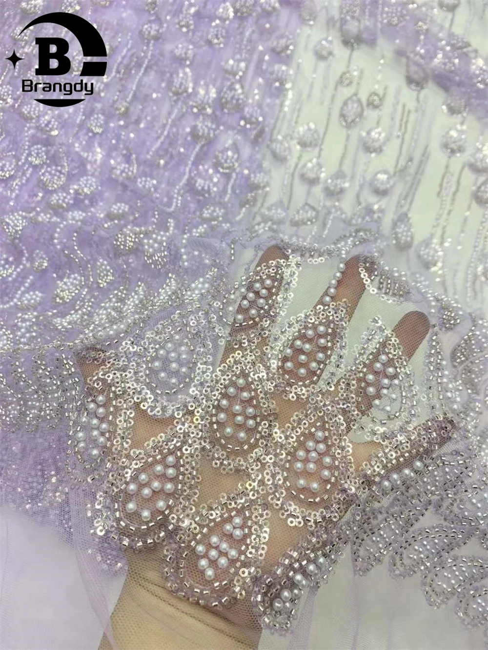 Moda Nigeria tessuto di pizzo con perline fatto a mano 2024 francese ricamo di paillettes di alta qualità tessuto di pizzo africano cucito per feste di matrimonio