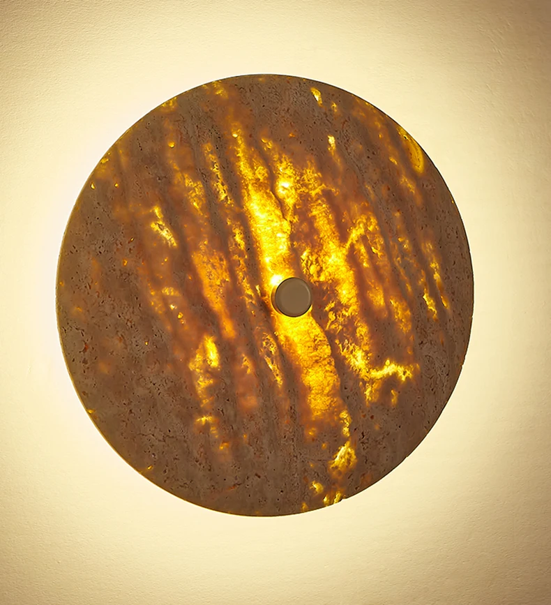 Art Round Natural Stone LED Wall Lamp