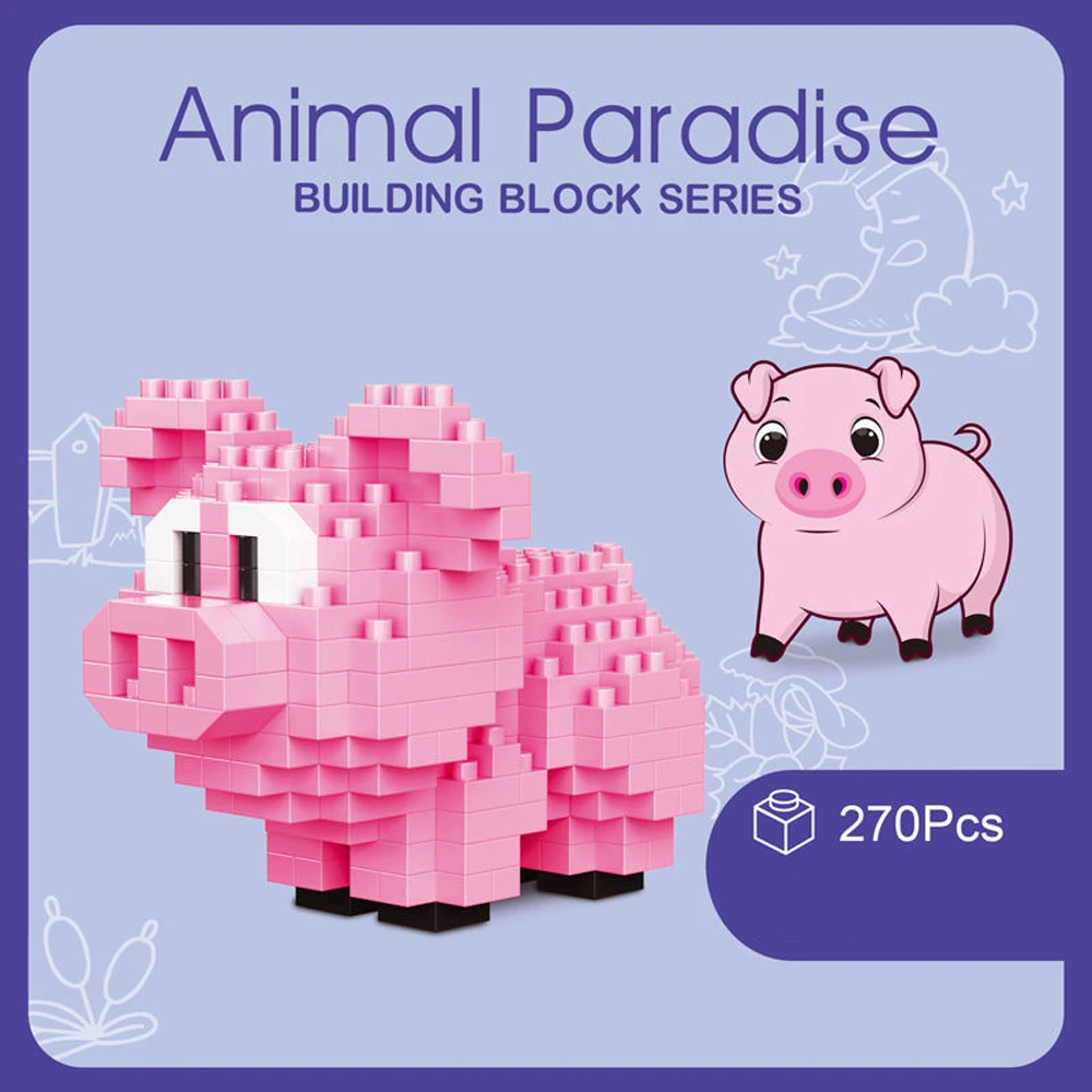 3D Tier Super Mini Rosa Schwein Panda Hamster Schnecke Montage Mikro-Bausteine Spielzeug - Einfaches Puzzle-Geschenk für Kinder, Partyzubehör – Detail 7