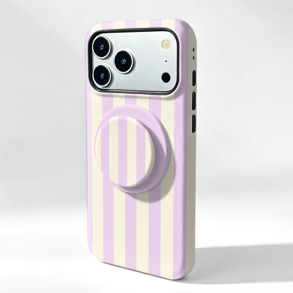 Magnetic Phone Holder Case For Honor 200 100 90 70 Pro Magic 7 8 6 Pro Striped Pattern 2 in 1 Film Shell Shockproof Cover