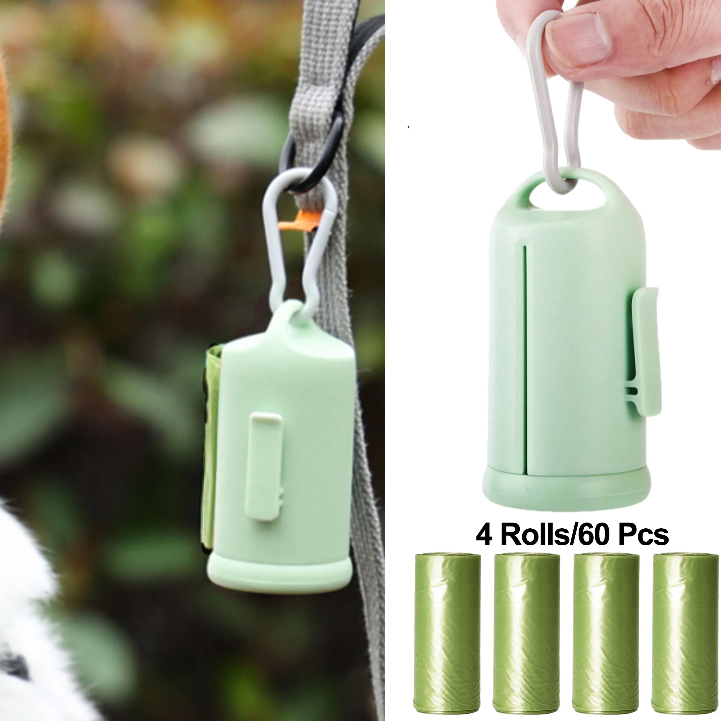 Dog Poop Bag Dispenser Set With 4 Rolls 60Pcs Bone ShapedPet Waste Bags For Walking Outdoor