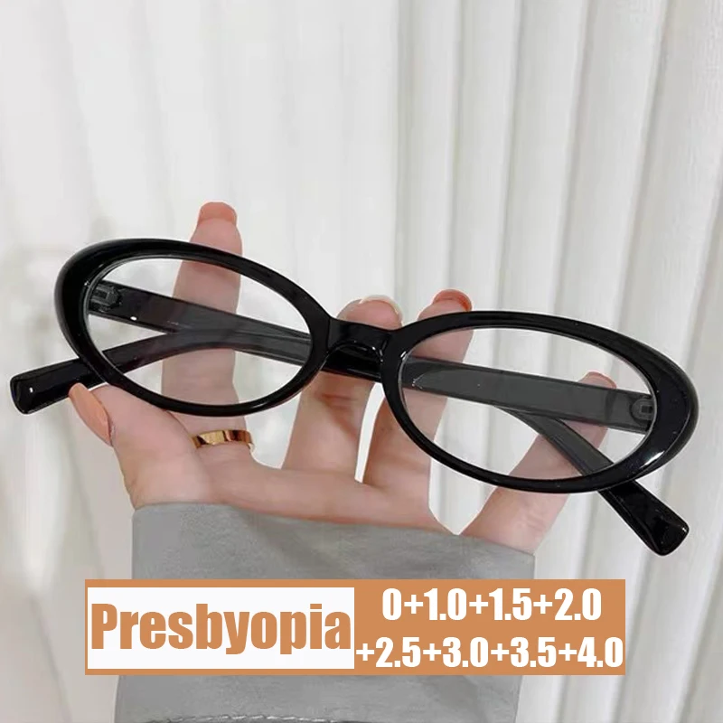 

Fashion Oval Frame Reading Glasses Unisex Women Men Blue Light Blocking Presbyopia Eyeglasses Finished Far Sight Eyewear To +4.0