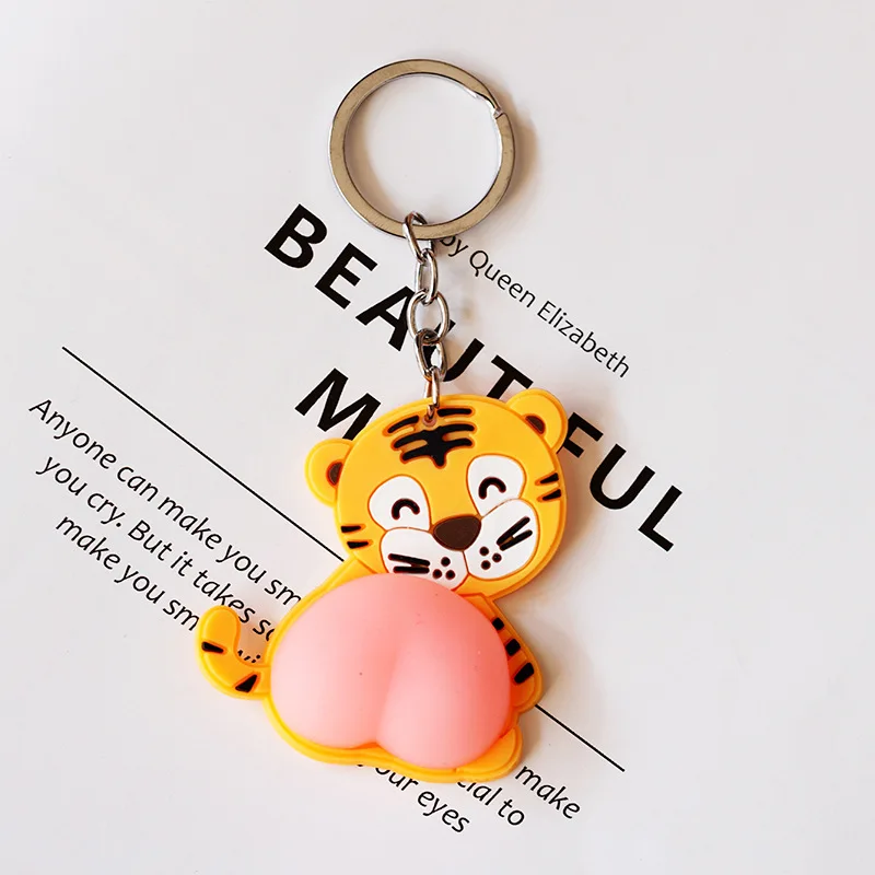 Honey Peach Cartoon Fidget Toy Keychain Pendant Anti-Anxiety Stress Relief Hand Toys for Kids Adults Gifts Keyring Key Chains