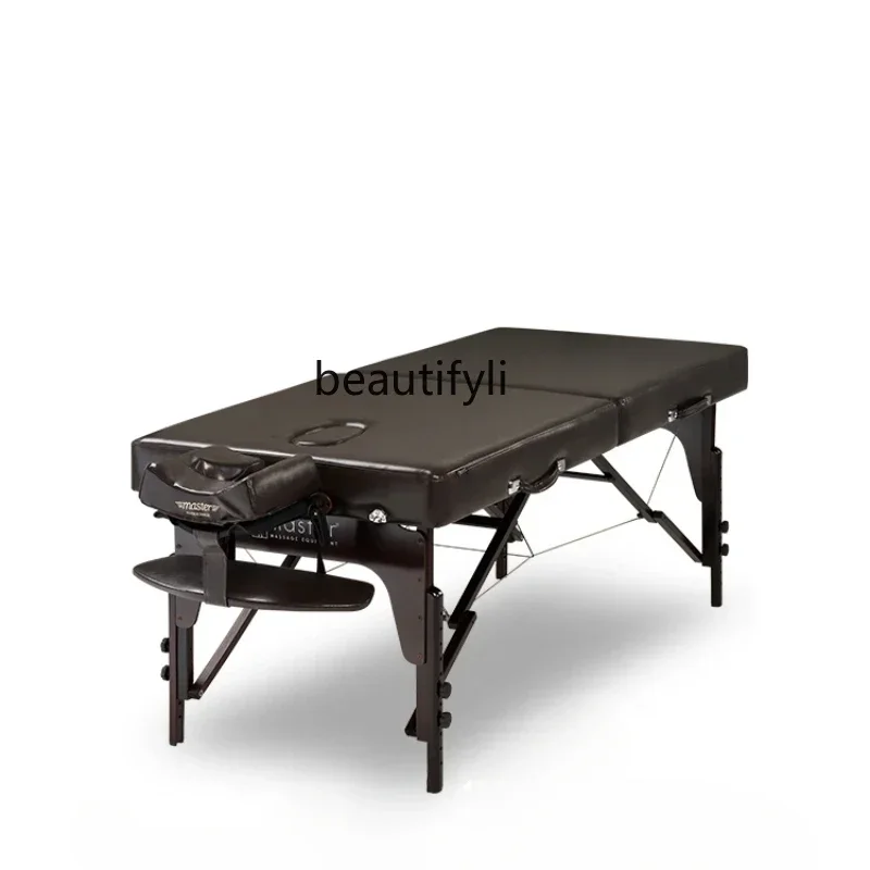 Asmt09 Household Folding Facial Bed Massage Couch Solid Wood Massage Bone Setting Bed Portable Lift Beauty Care Facial Bed