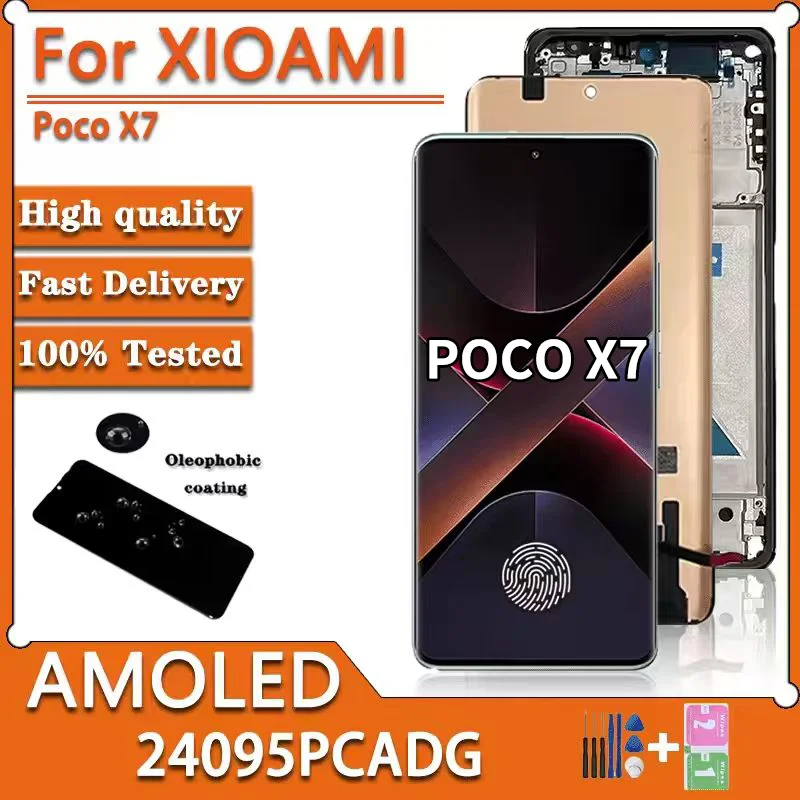 6.67 "AMOLED 120 Hz dla Xiaomi Poco X7 24095PCADG wyświetlacz Lcd ekran dotykowy Digitizer zgromadzenie dla Poco X7 ramka wyświetlacza