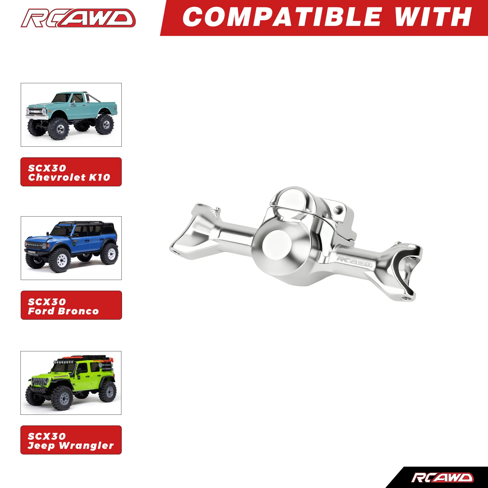 

Алюминиевый корпус передней оси RCAWD SCX30 для осевого SCX30 1/30 AXI-2261T1 AXI-2261T2 AXI-2048T1 AXI-2048T2, обновленные детали