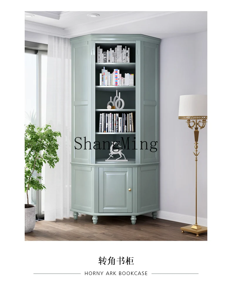 DHY living room bookcase whole wall home study bedroom corner solid wood bookcase combination