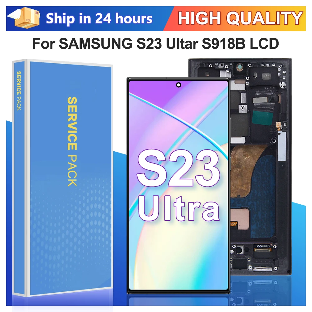 tft-for-samsung-galaxy-s23-ultra-5g-s918b-s918b-ds-display-touch-screen-digitizer-assembly-replacement-parts-with-frame-lcd