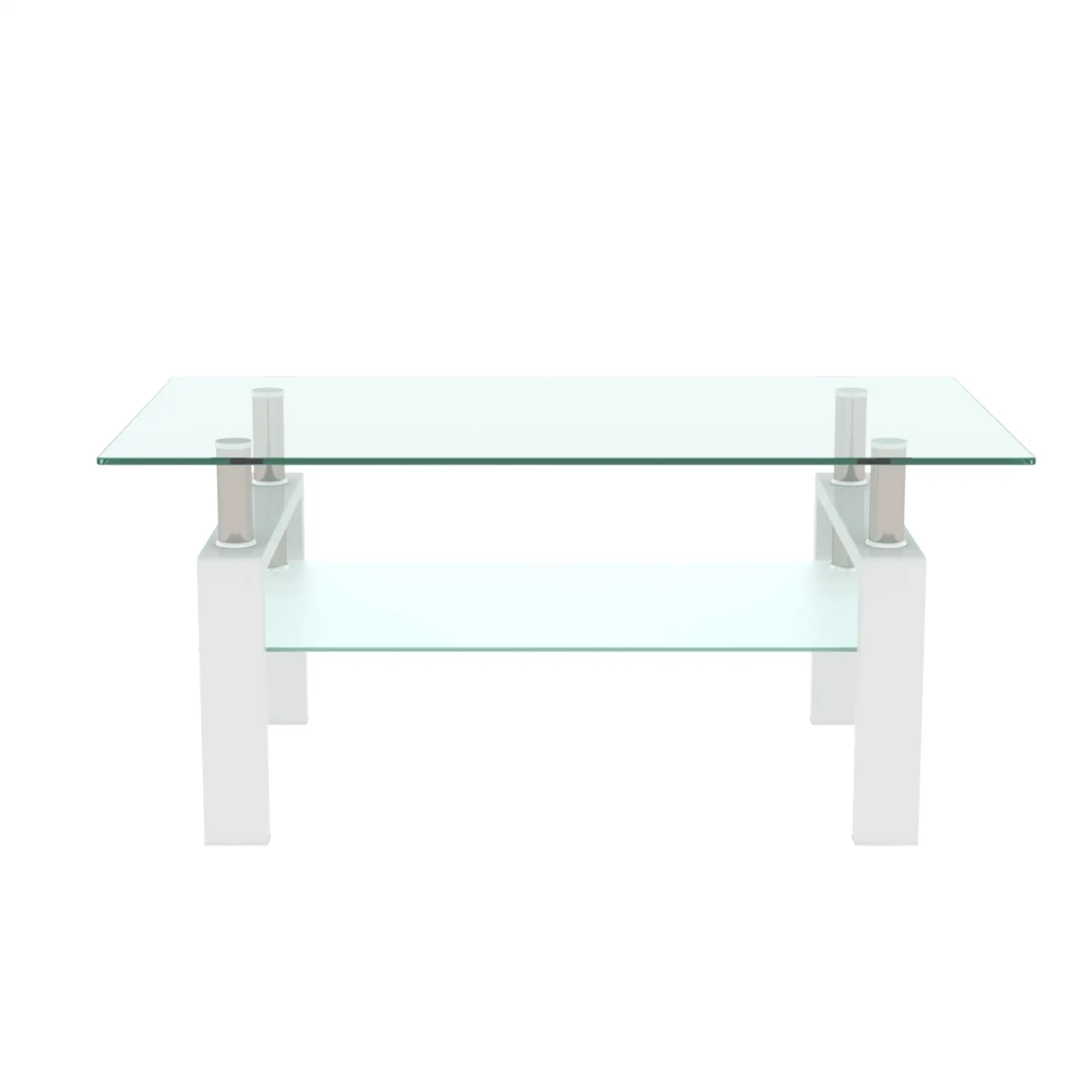 Modern White Clear Coffee Table, Stylish Center Table for living Room Furniture