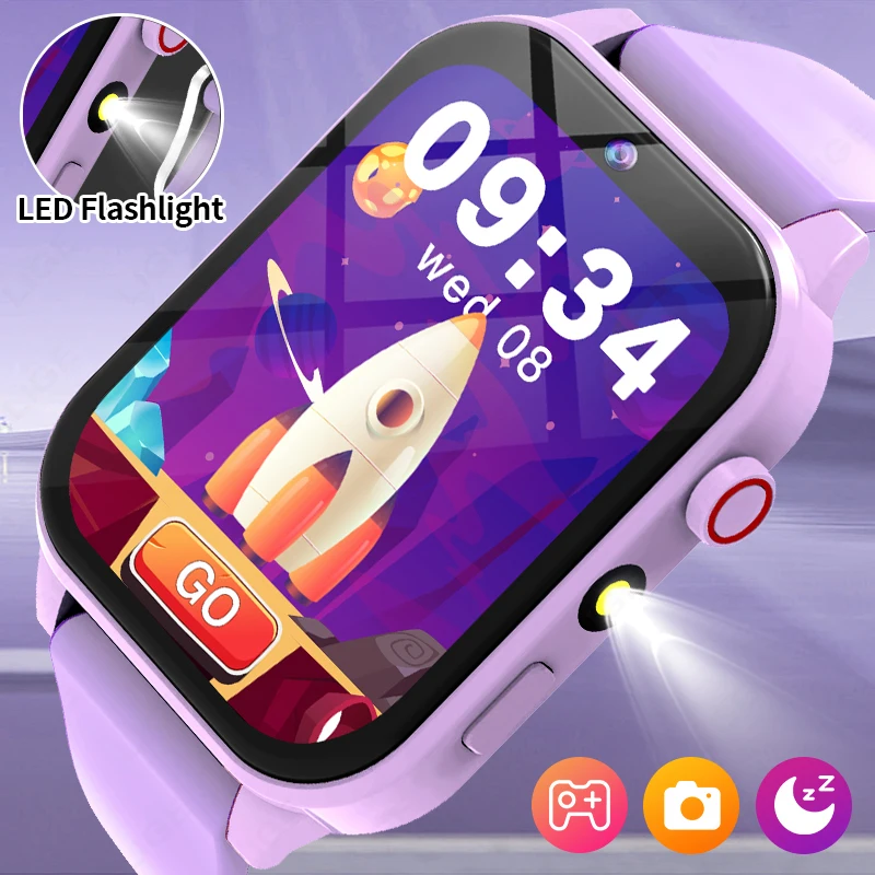 2026 Alarm Clock Children Smart Watch LED Flashlight Kid Watches HD Waterproof Camera Take Photo Puzzle Game Smartwatch Girl