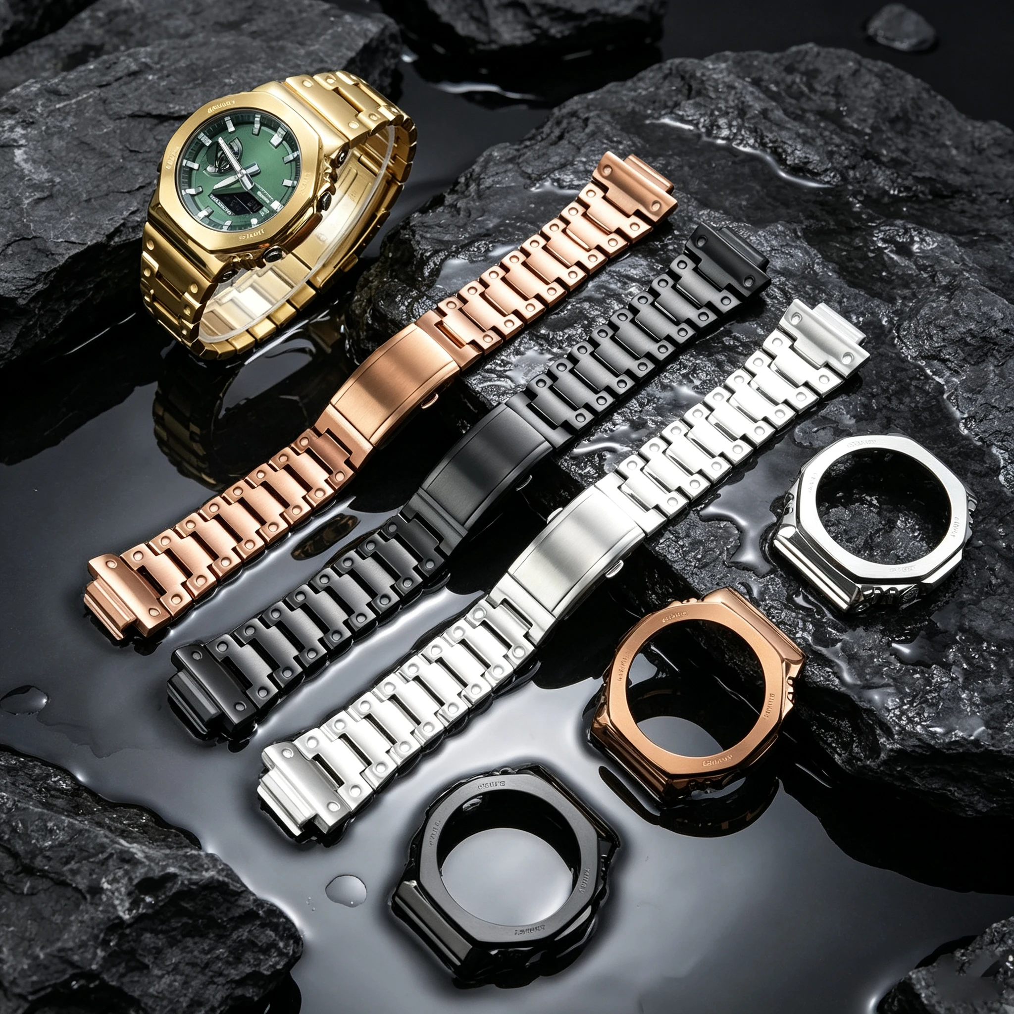For Octagon Oak Upgrade Mod Kit Stainless Steel Case & Strap For G‑SHOCK Casio GM‑2100 GBM‑2100 Watch Modification Accessories