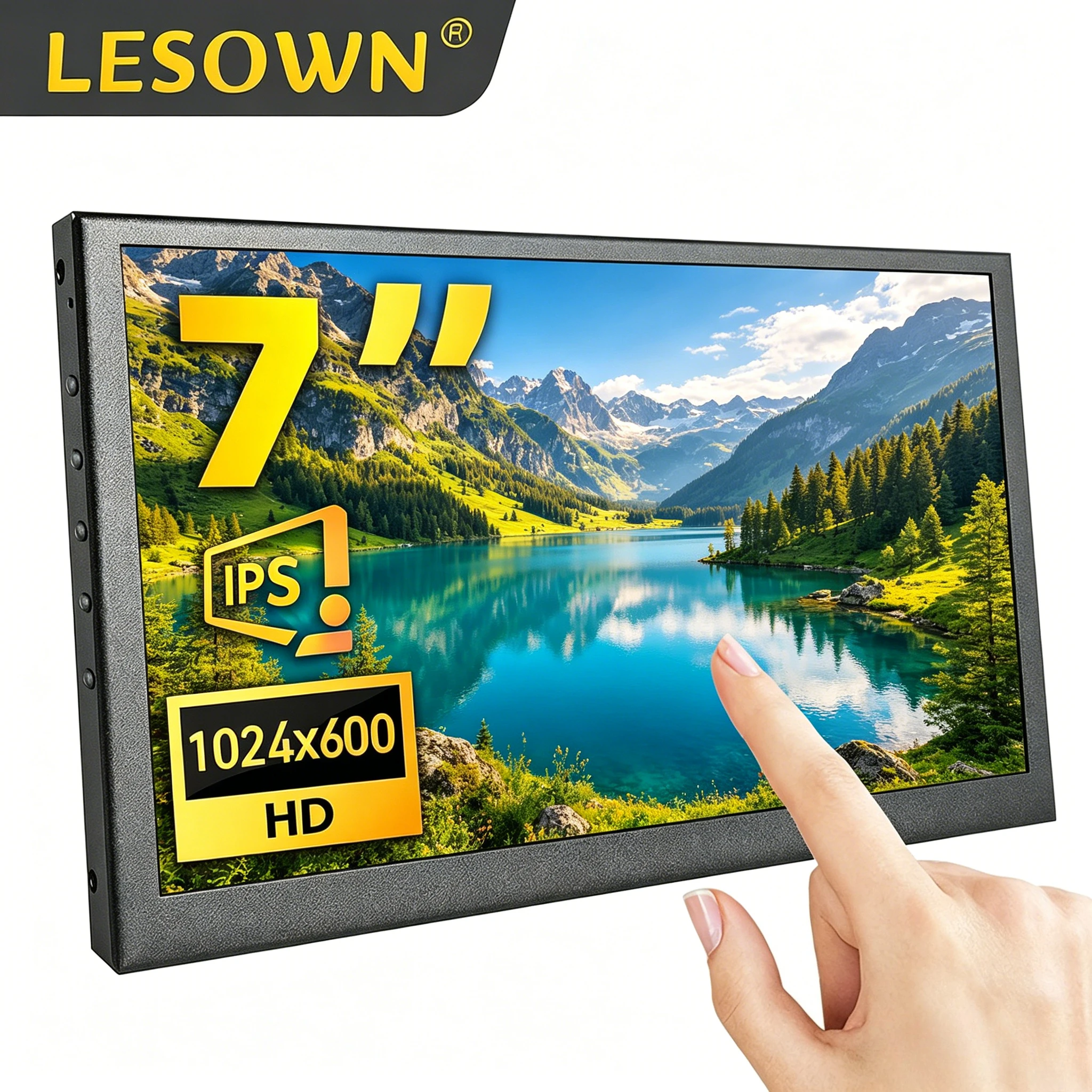 

LESOWN 7.0 Inch PC Stats Interactive Sub-screen Black Aluminum HDMI 1024x600 VESA 75 Panel for ATX Moddin