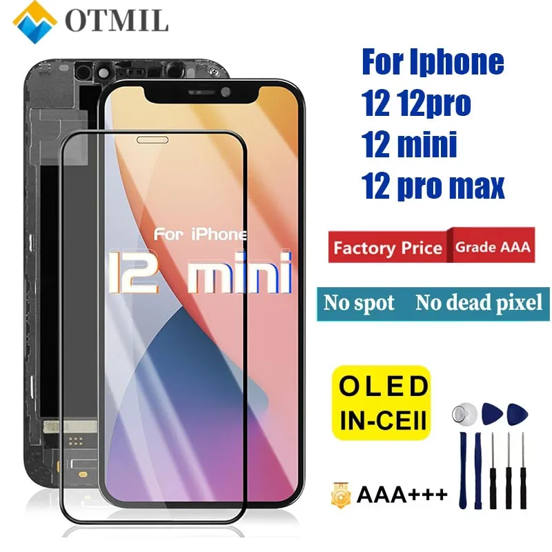 

OLED Display for iPhone 12/12 Pro 12mini LCD Display LCD Digitizer for iPhone 12 Pro Max Touch Screen Glass Assembly with Tools