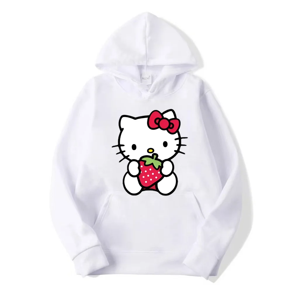 Women\'s Zipper Hoodie Autumn and Winter New Cute Kawaii Sanrio Hello Kitty Pattern Sweatshirt 2024 Streetwear Women\'s Clothing