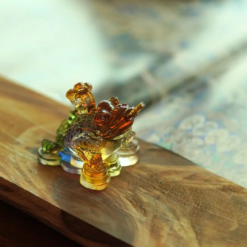 Golden Toad Ancient Glaze Small Ornament Auspicious Ruyi Elephant Wealth-Attracting Tea Play Zen Home Decor