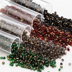 720 piezas 2,5 MM cuentas de semilla de vidrio medio chapado en oro para trabajo hecho a mano bohemio cuentas de vidrio de calidad japonesa impermeables 10 gramos/bolsa