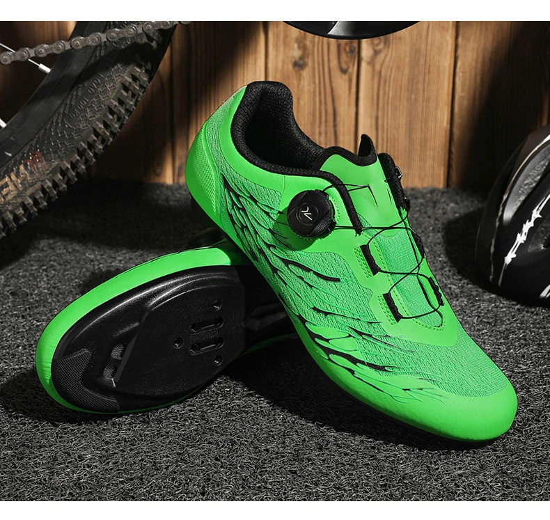 Herren Rennradschuhe mit Fluoreszenzeffekt, atmungsaktiv, selbstsichernde Cleats, rutschfest, Damen Fahrradschuhe, SPD Cleats, Renn-Sneaker – Detail 11