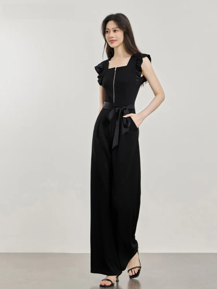 

Летние брюки-комбинезон LaChapelle 2025: повседневные, омолаживающие, с высокой талией, широкими штанинами, для работы, из полиэфирного волокна