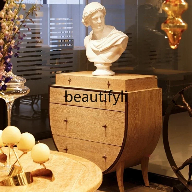 

NQ09Log porch cabinet light luxury semi-round American partition cabinet locker solid wood simple decorative cabinet