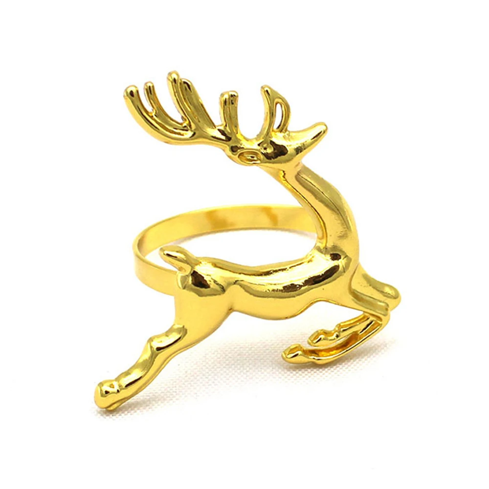 6Pcs Christmas Deer Napkin Ring Gold Silver Elk Napkin Rings Holder for Christmas Party Dinner Table Decotaion Home Decor ERC03