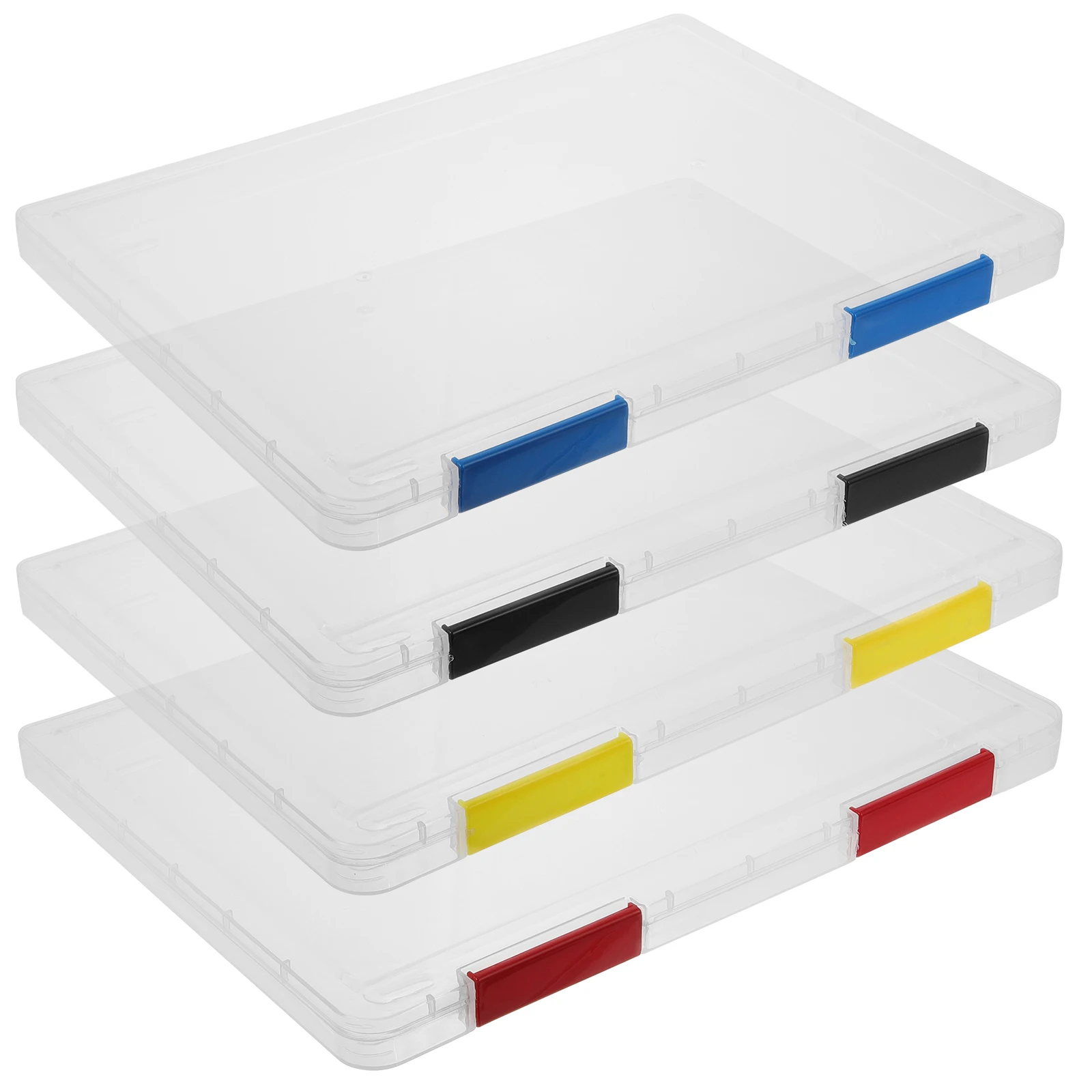 4pcs A5 File Box Transparent Document Holder Black Yellow Storage ganizer 24x17x2cm Stackable Plastic