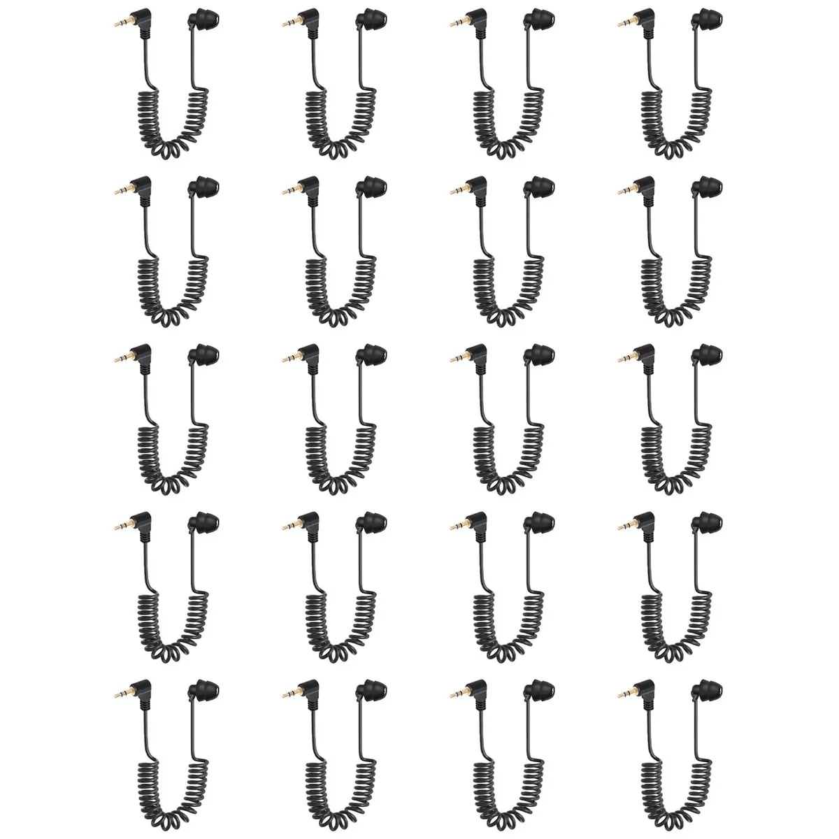 20pcs 3.5mm Spring Earphones Single Side Headphones Earbuds Wired Headset for Mobile Phone MP3 Computer