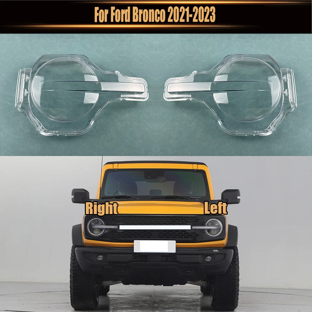 For Ford Bronco 2021 2022 2023 Front Headlamp Cover Transparent Mask Lamp Shade Headlight Shell Lens Auto Replacement Parts