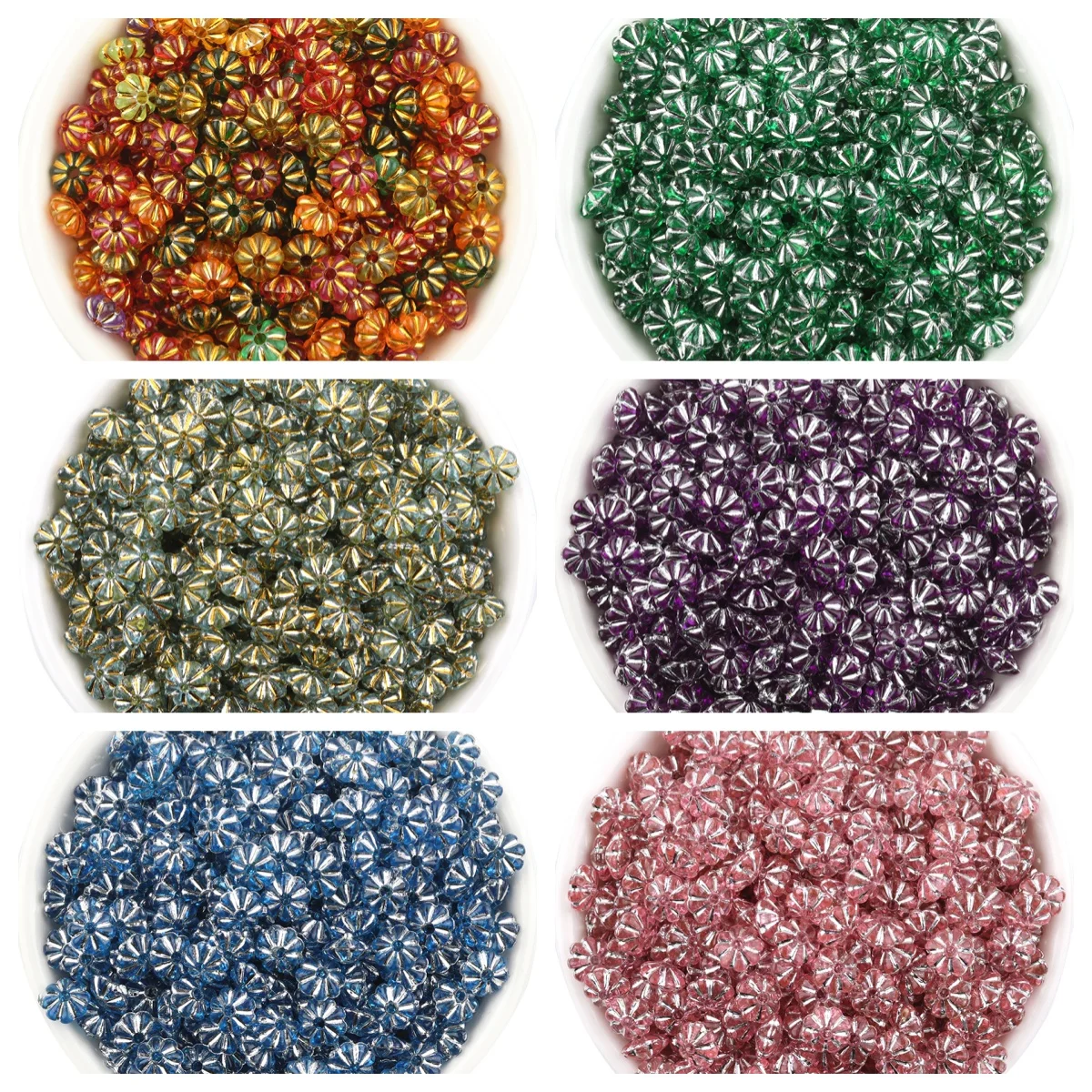 100pcs/lot 6.5x3.5mm Plastic Pumpkin Beads Loose Spacer Beads for Xmas Bracelet Necklace Earring Jewelry Making Supplies