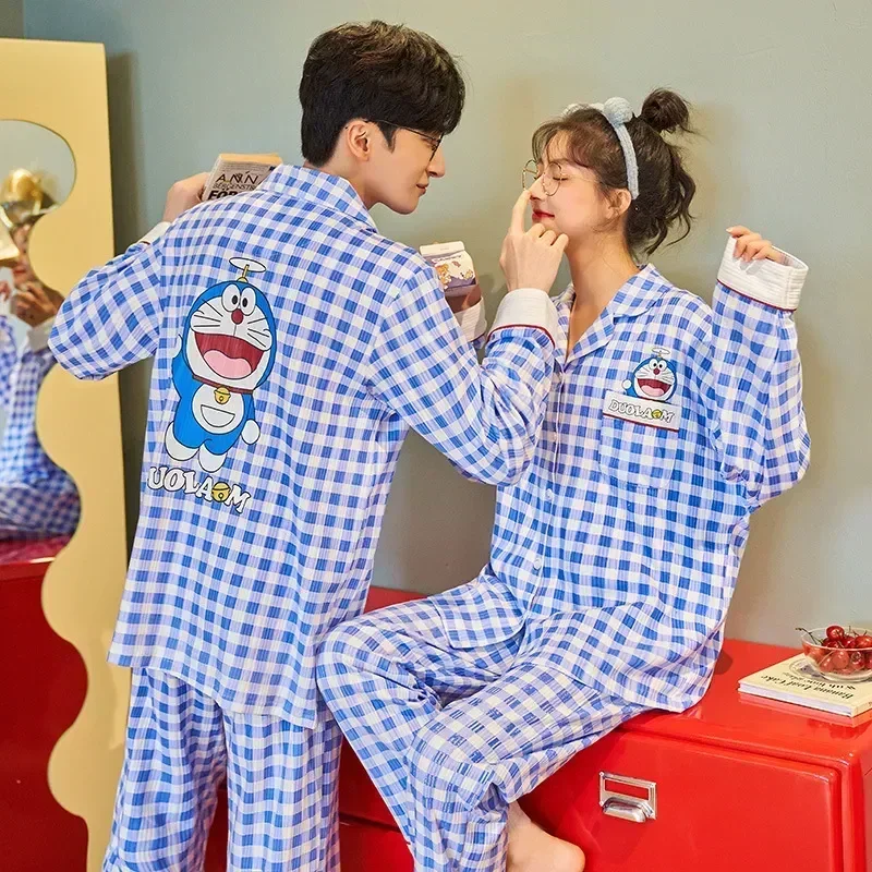 Set Donna Coppia Per Il Tempo Libero Pigiama di Cotone Autunno Per La Primavera Degli Uomini Degli Indumenti Da Notte Moda Pigiama Nuovo Ins Kinitted Pjs Set