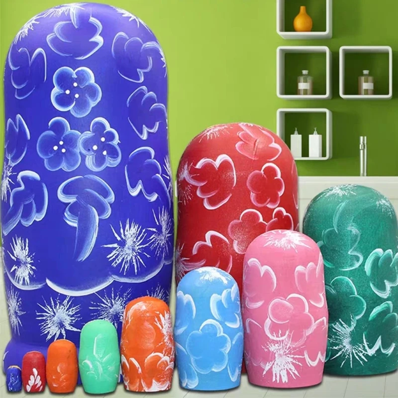 10 Lớp Matryoshka Búp bê làm tổ kiểu Nga Trẻ Lễ hội đồ chơi xếp chồng Trang trí nhà