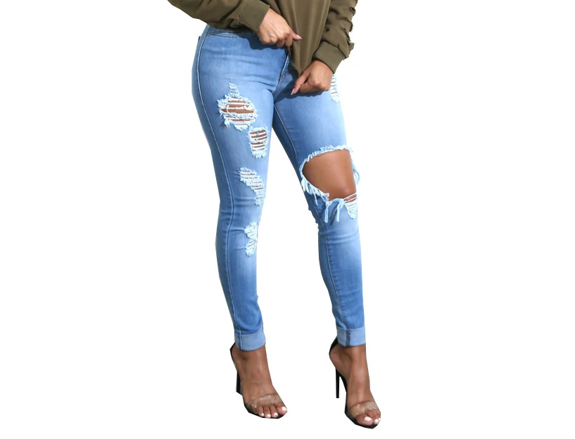 

2023 Summer Sexy Hollow Hole Fashion Skinny Jeans Denim Trousers Ladies Jeans Women's Clothing