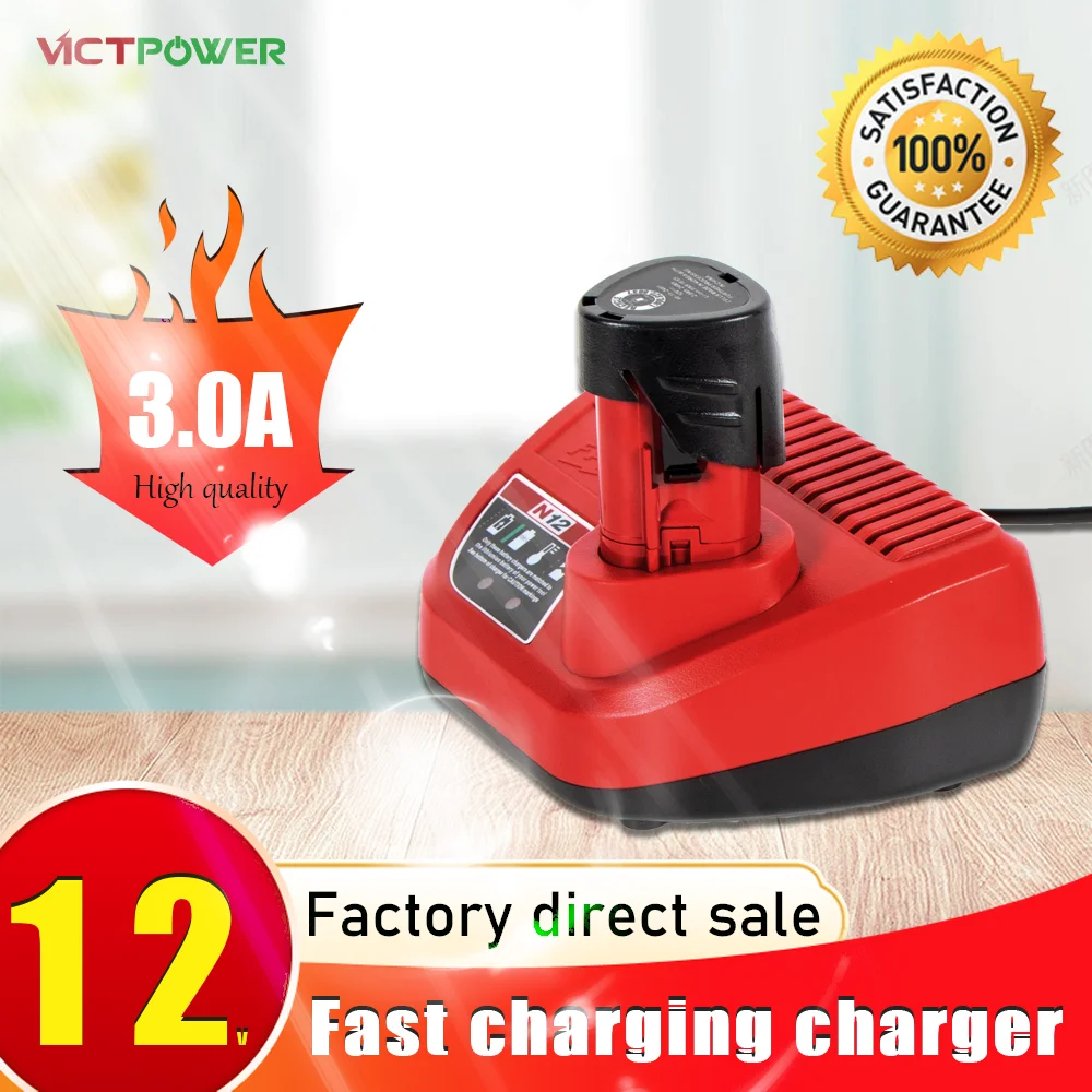 

Victpower 10.8V-12V Rechargeable Power Tools Replacement Battery Charger For Milwaukee Cordless Drill N12