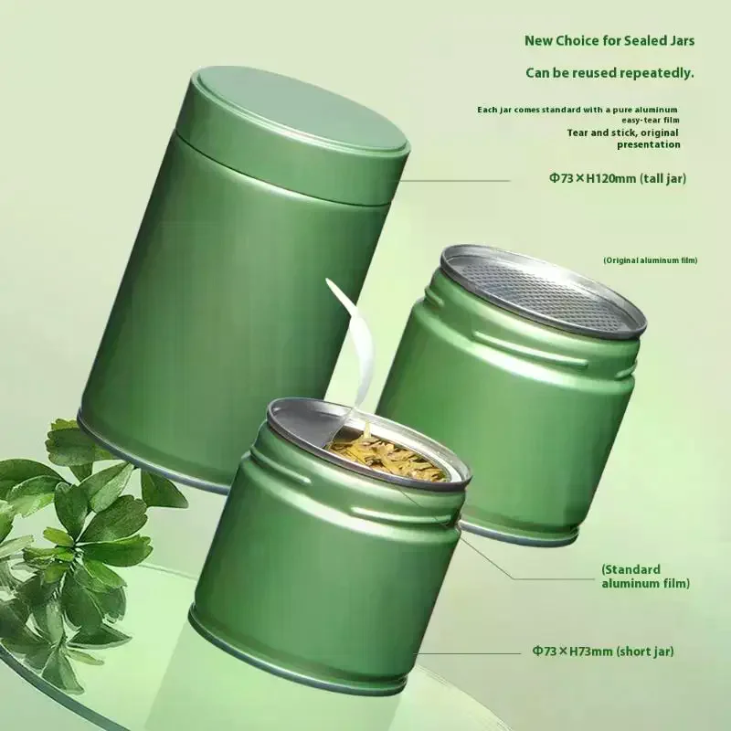 Airtight Tinplate Tea Canister Storage Container For Leaf Tea Bags Matcha Powder Sealed Pantry Organizer Kitchen Tea