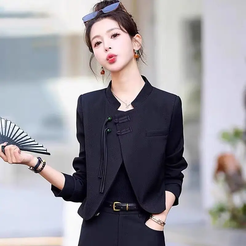 Women's National Style Coat Autumn Kawaii Jacket 80s Clothes Vintage Ladies Jackets Korean Clothing Streetwear Fashion