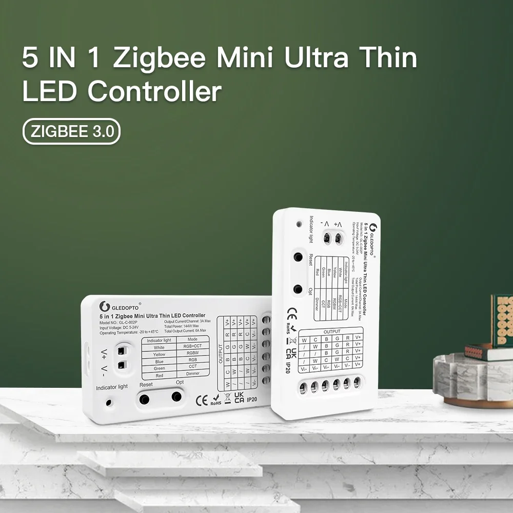 

Светодиодный мини-контроллер Gledopto Zigbee 3,0 для умного дома, 5 в 1, RGBCCT/RGBW/RGB/CCT/диммер, подходит для подсветки телевизора