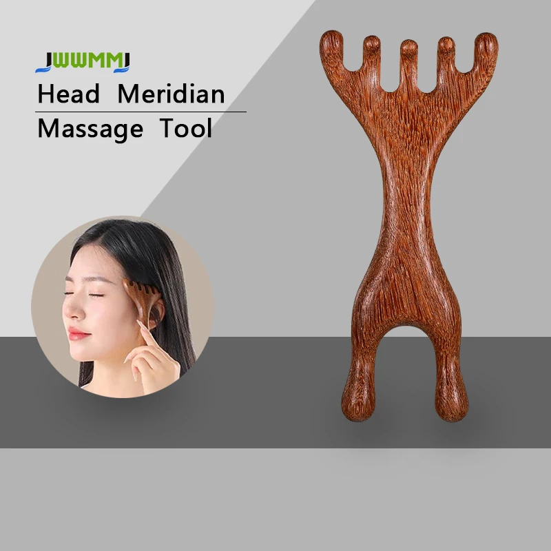 

1 шт. деревянные массажные головки расческа Гуа Ша, переносной скребок для головы, массажер для кожи головы, расчески из сандалового дерева с широкими зубьями для кожи головы, шеи, ног