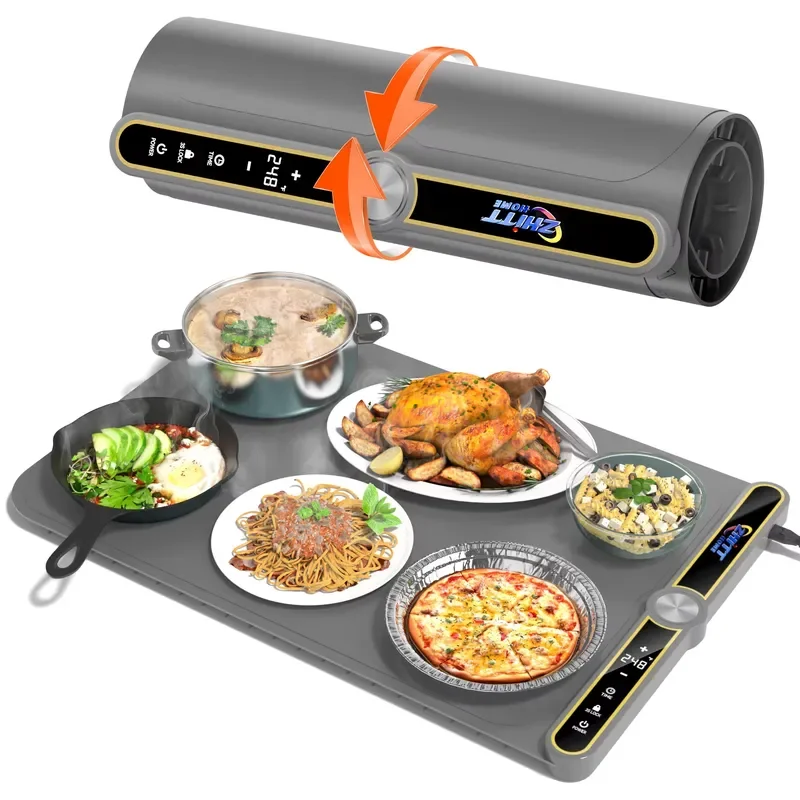 Portable Folding Food Warmer Tray Adjustable Temperature Heating Mat for Kitchen Dining Table Eco Friendly Electric Plate