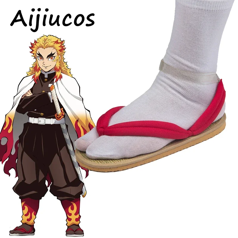 Anime Demon Slayer Rengoku Kyoujurou Cosplay Shoes Halloween Party Sandals Slippers For Unisex