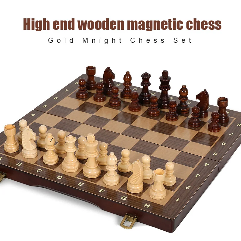 Outdoor Camping Board Game 15 inch Magnetic Wood Premium Luxury Quality Children's Standard Chess Wooden Set Elderly Gift