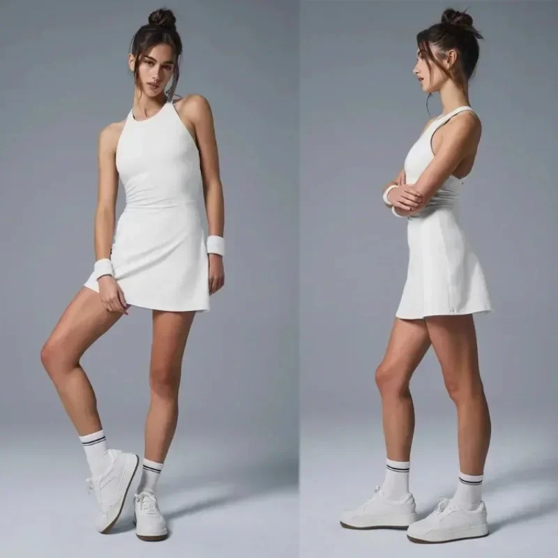 

SOFT BACKSPIN DRESS High Neck Comfortable Soft Fabric Sports Yoga Skirt Built in Shorts Tennis Dress