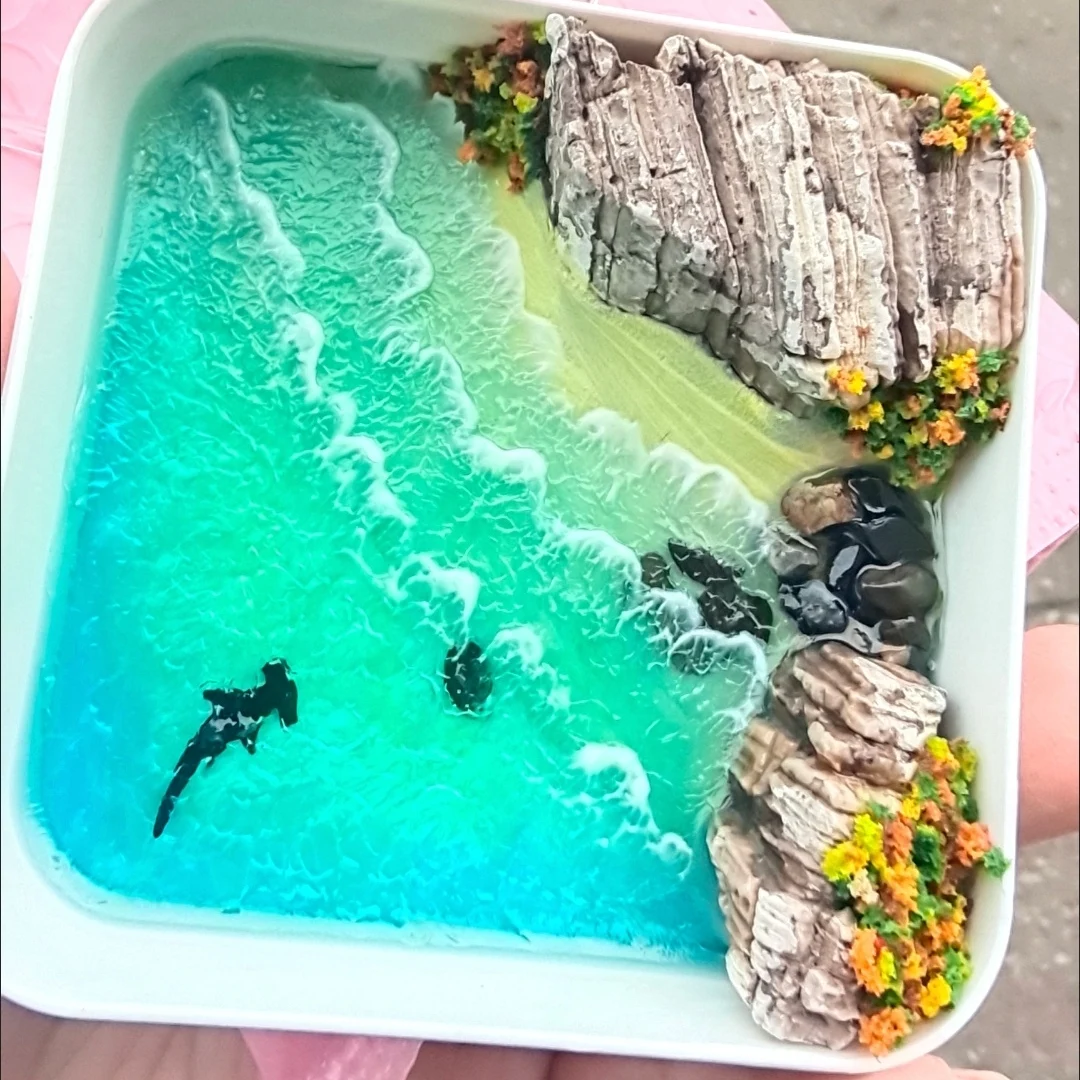 1Pcs Gulf Shark Micro-landscape Handmade Coastal Landscape Model Ornaments Home Mini Landscape Model Craft Decoration Party Gift image 2