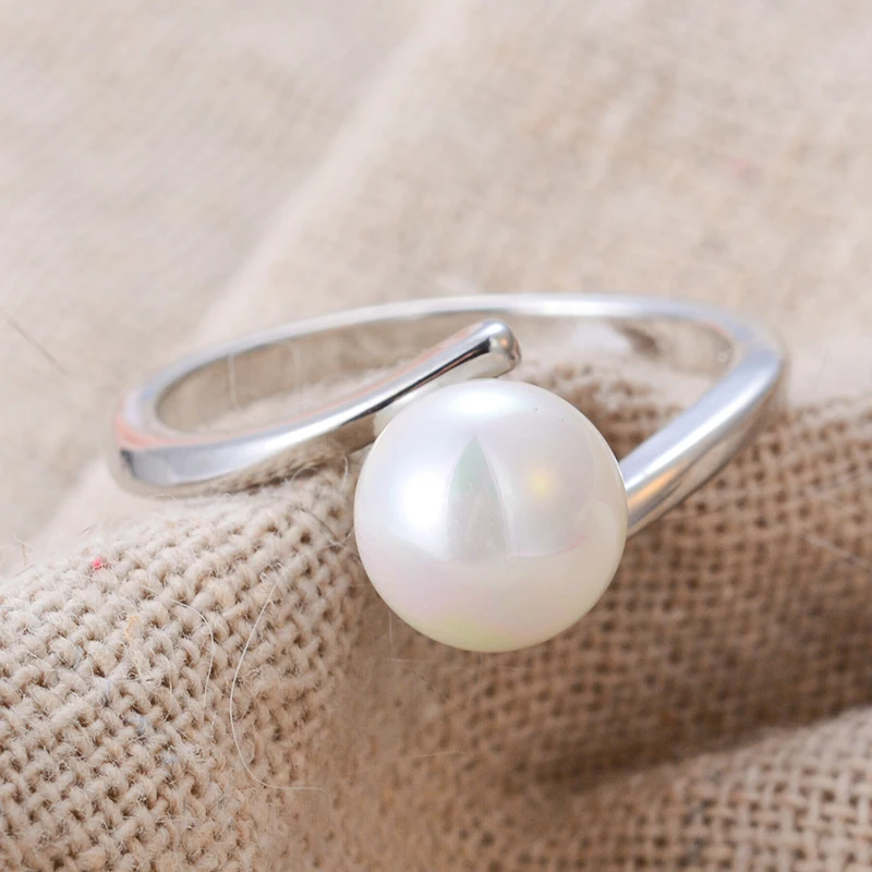 High Quality Trendy Shell Pearl 925 Sterling Silver Ladies Wedding Ring Jewelry For Women Gifts
