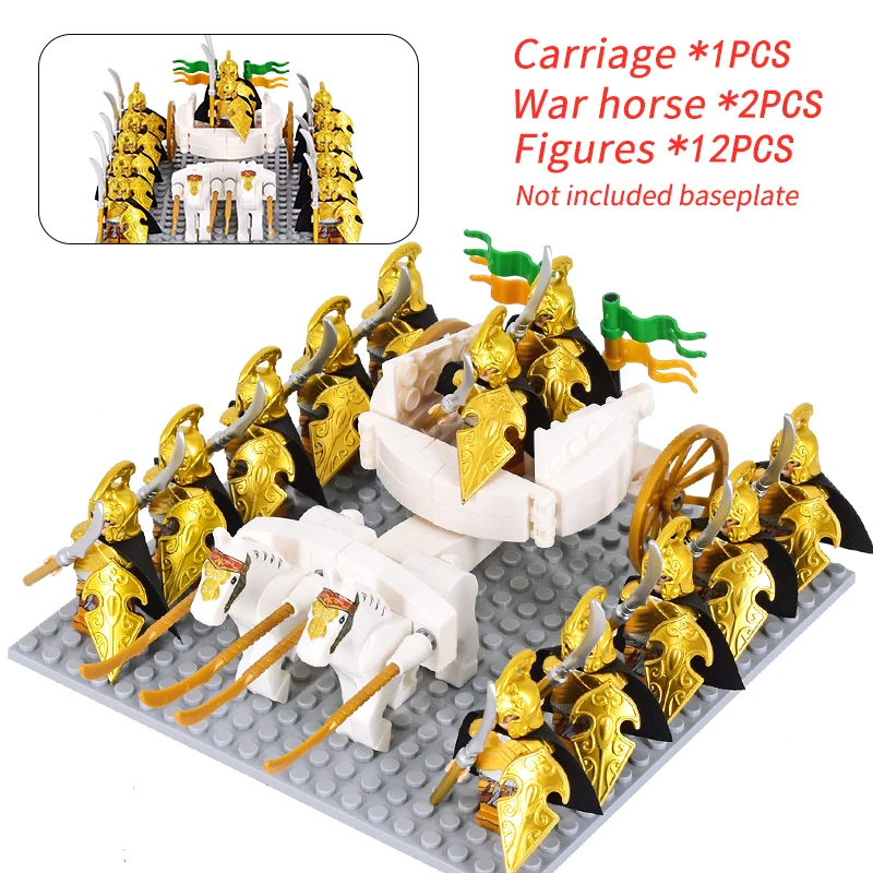 Movie Medieval Elf Chariot Soldiers Army lotr Action Figures Mini Bricks Assemble Building Blocks MOC DIY Toys for kid gifts