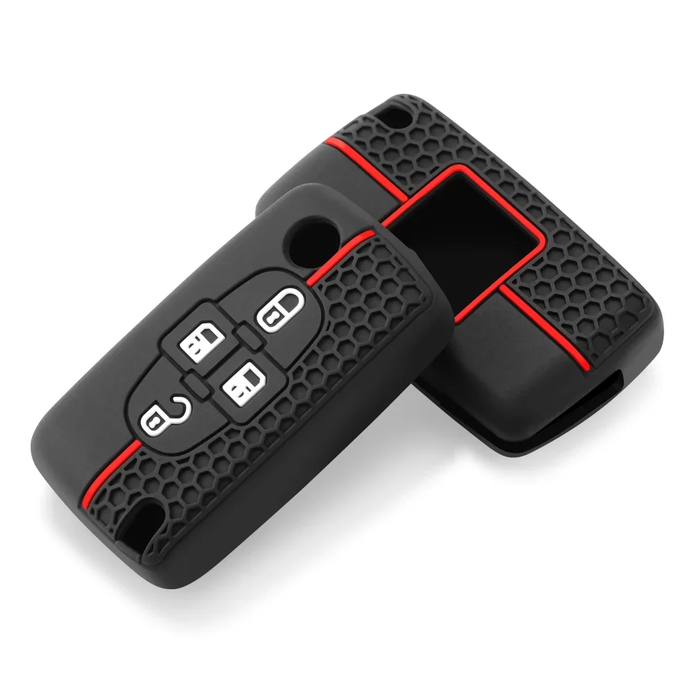 4 Button Flip Floding Key Case Cover Car Shell for Peugeot 1007 807 for Citroen C8 Silicone Protective Key Holder Accessories