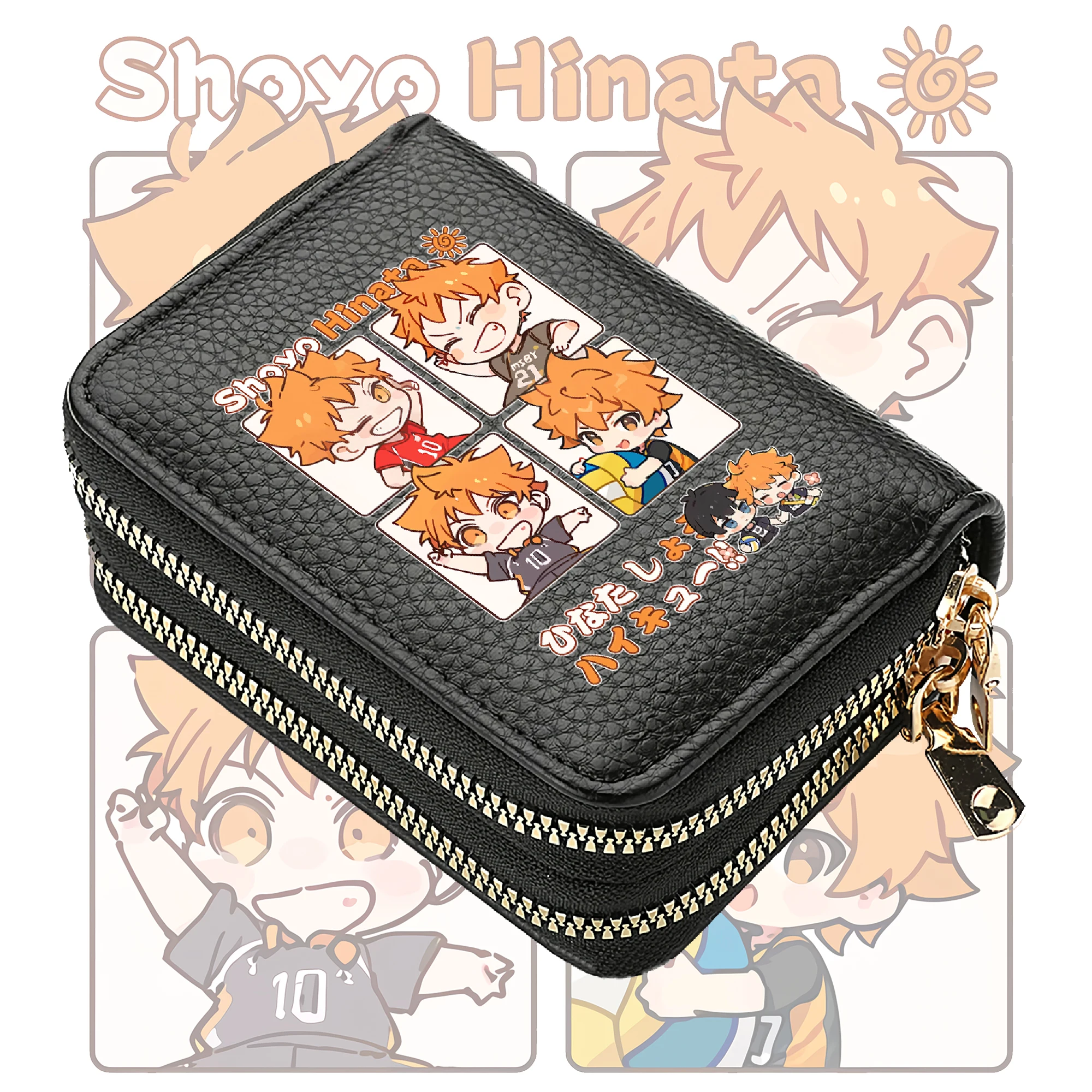 Anime Haikyuu VBC Girls Double Zipper Cute Short Wallet Cartoon Card Holder Coin Purse Small Change Clutch Bag Money Pockets