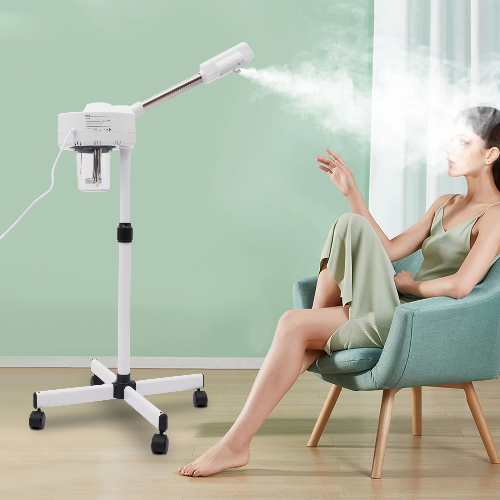 Vaporizador Facial Dt-318 de 68 cm y 800 W con Recipiente Grande para Agua, para Todo Tipo de Piel, 360 °   Vaporizador Facial Giratorio para Peluquerías u Hogar