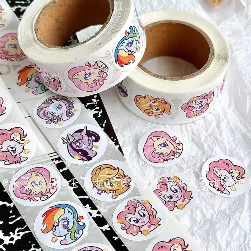 500Pcs My Little Pony Stickers Anime Kawaii Cartoon Cute Roll Stickers Decorative Material Stickers Gift Toys for Girls Children