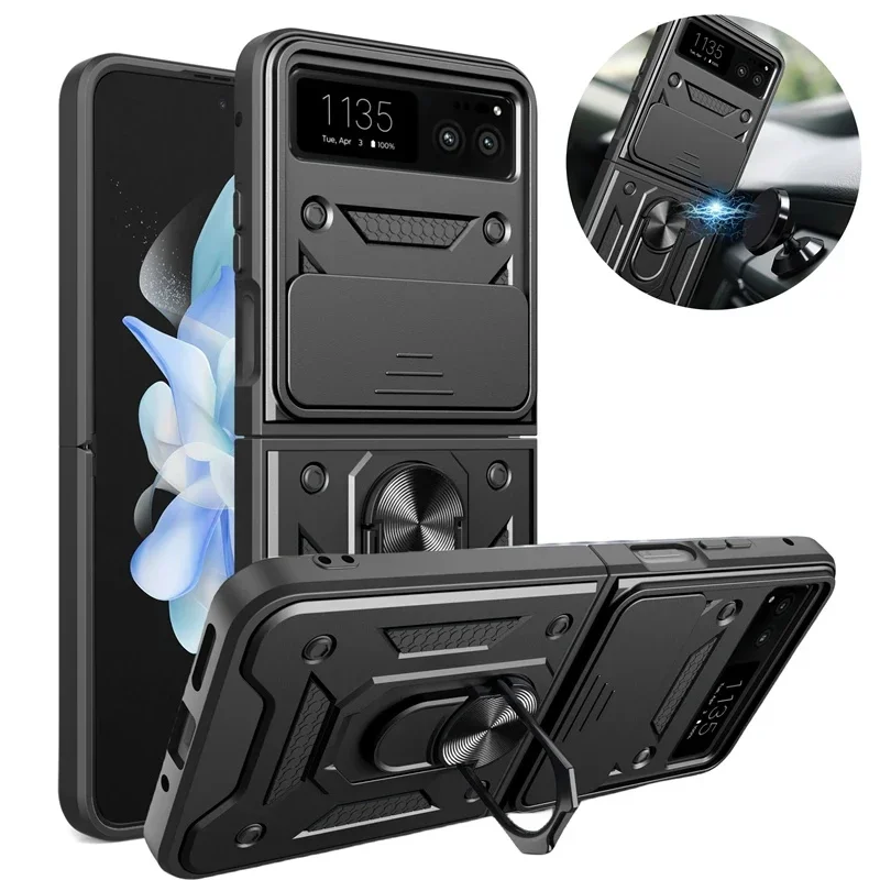 For Motorola Moto Razr 40 Case Slide Camera Armor Phone Cases For