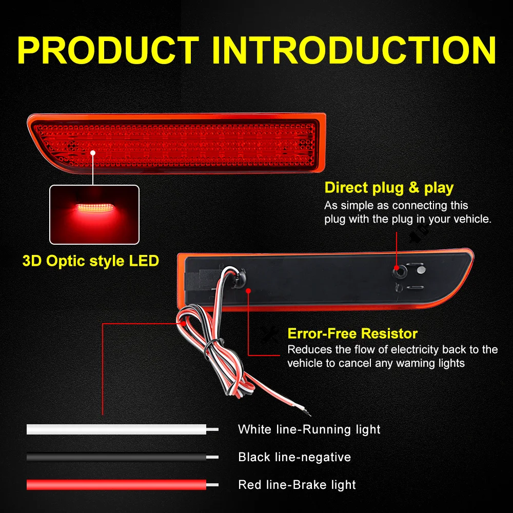 2Pcs 12V LED Rear Bumper Reflector Light Brake Turn Signal Lamp for Toyota Avensis Saloon Estate/Tourer Estima 2.4 Previa RAV4